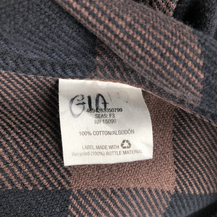 OUTDOOR LIFE Buffalo Check Long-Sleeve Heavy Flannel Check Shirt (Men's Size M) cotton brown type Vintage Second Hand