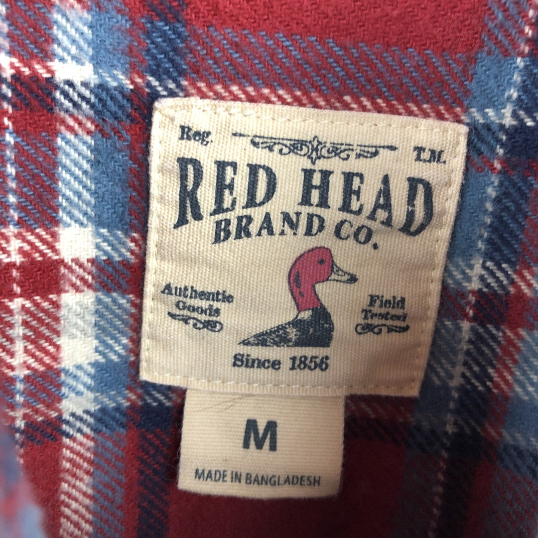 RED HEAD Long-Sleeve Heavy Flannel Check Shirt, Men's Size M (approx.) cotton red type Vintage Second Hand