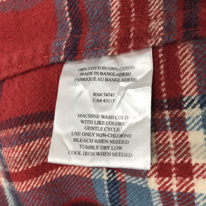 RED HEAD Long-Sleeve Heavy Flannel Check Shirt, Men's Size M (approx.) cotton red type Vintage Second Hand