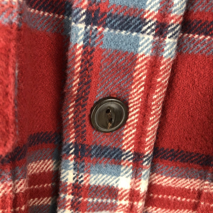 RED HEAD Long-Sleeve Heavy Flannel Check Shirt, Men's Size M (approx.) cotton red type Vintage Second Hand