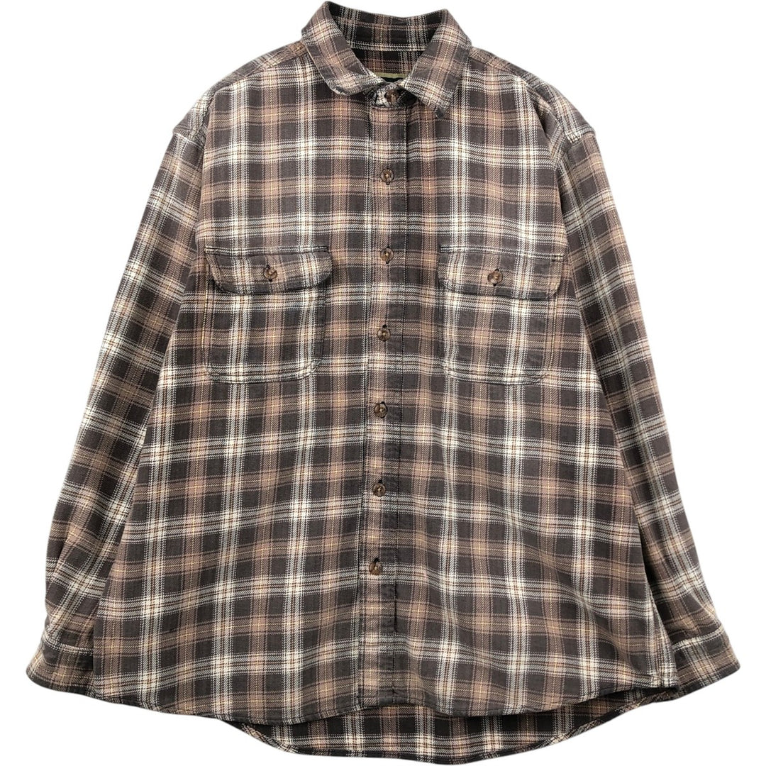 FIELD and STREAM Long Sleeve Heavy Flannel Check Shirt, Men's Size L unclear Beige type Vintage Second Hand