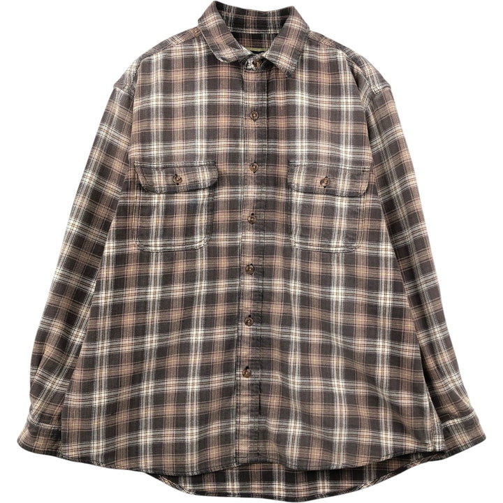 FIELD and STREAM Long Sleeve Heavy Flannel Check Shirt, Men's Size L unclear Beige type Vintage Second Hand