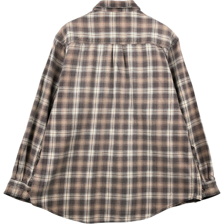 FIELD and STREAM Long Sleeve Heavy Flannel Check Shirt, Men's Size L unclear Beige type Vintage Second Hand