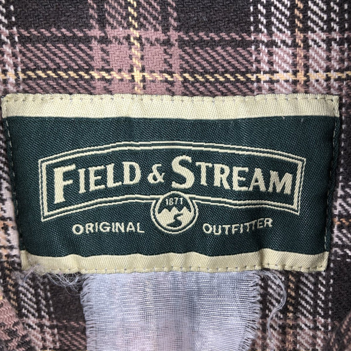 FIELD and STREAM Long Sleeve Heavy Flannel Check Shirt, Men's Size L unclear Beige type Vintage Second Hand