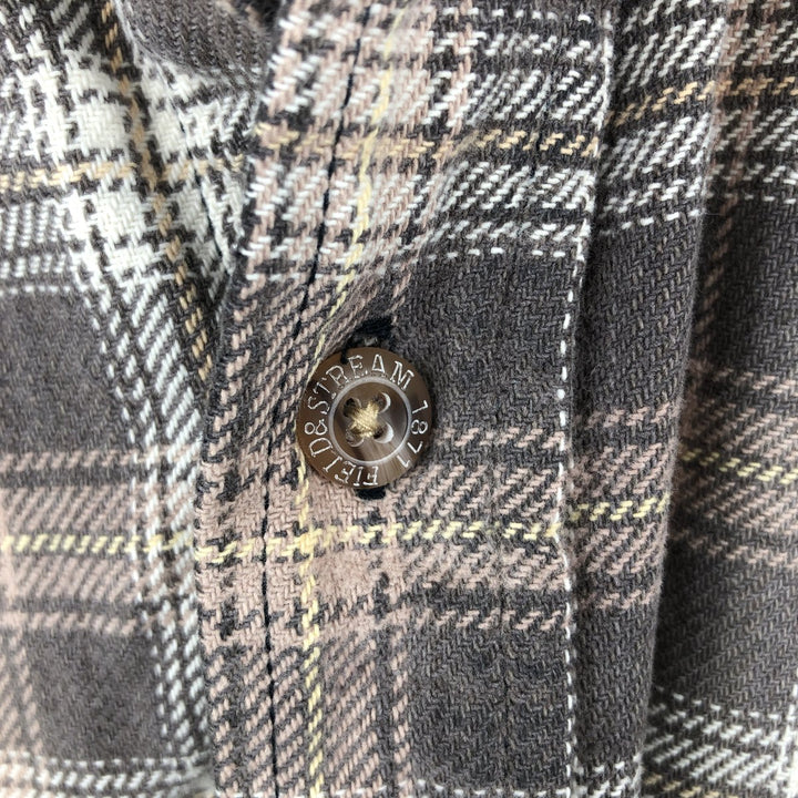 FIELD and STREAM Long Sleeve Heavy Flannel Check Shirt, Men's Size L unclear Beige type Vintage Second Hand
