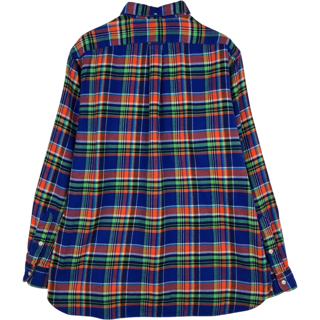 Ralph Lauren Classic Fit Long Sleeve Button Down Light Flannel Check Shirt, Men's Size L cotton blue type Vintage Second Hand