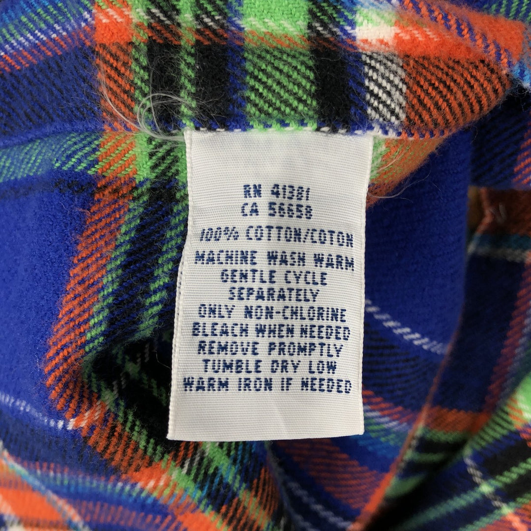 Ralph Lauren Classic Fit Long Sleeve Button Down Light Flannel Check Shirt, Men's Size L cotton blue type Vintage Second Hand