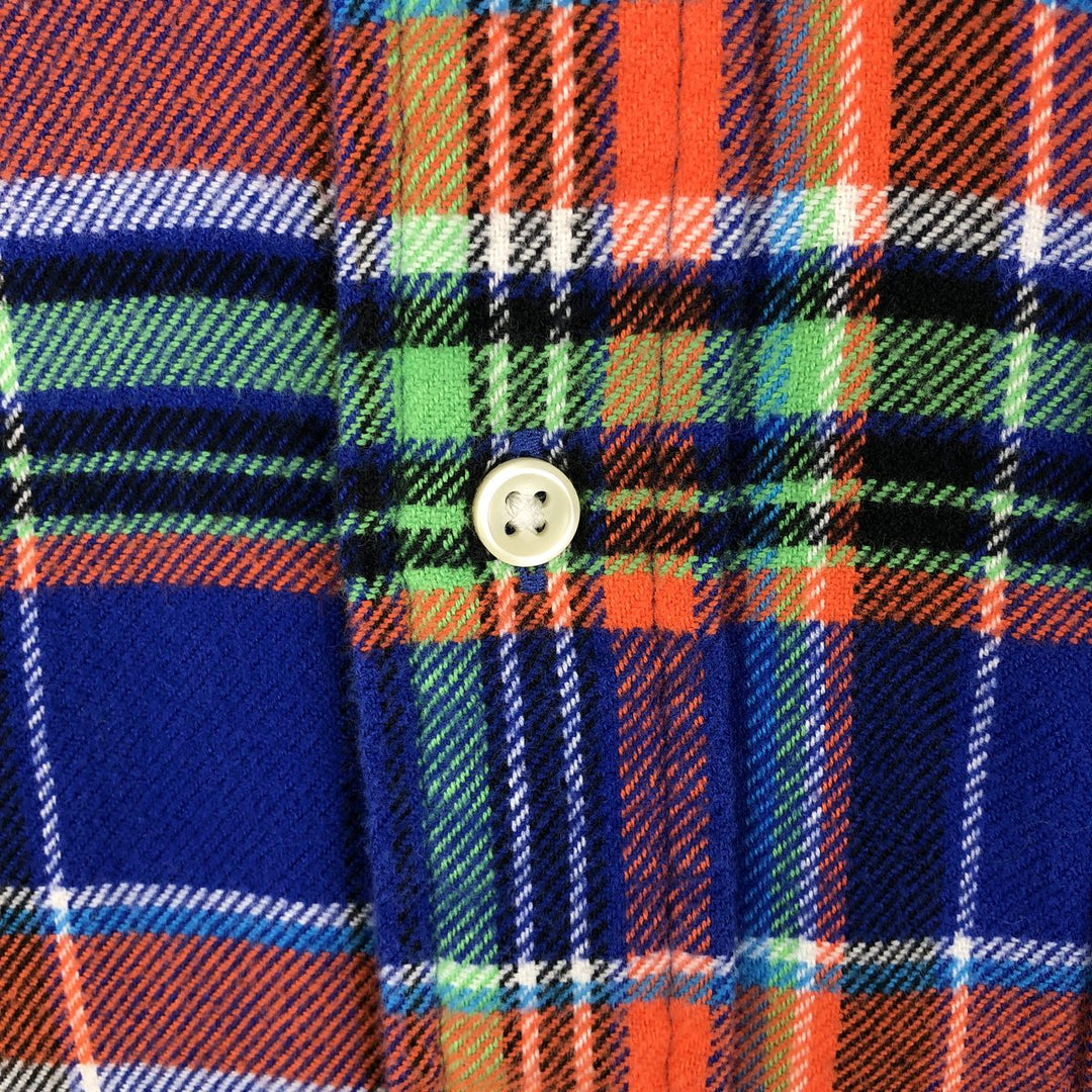 Ralph Lauren Classic Fit Long Sleeve Button Down Light Flannel Check Shirt, Men's Size L cotton blue type Vintage Second Hand