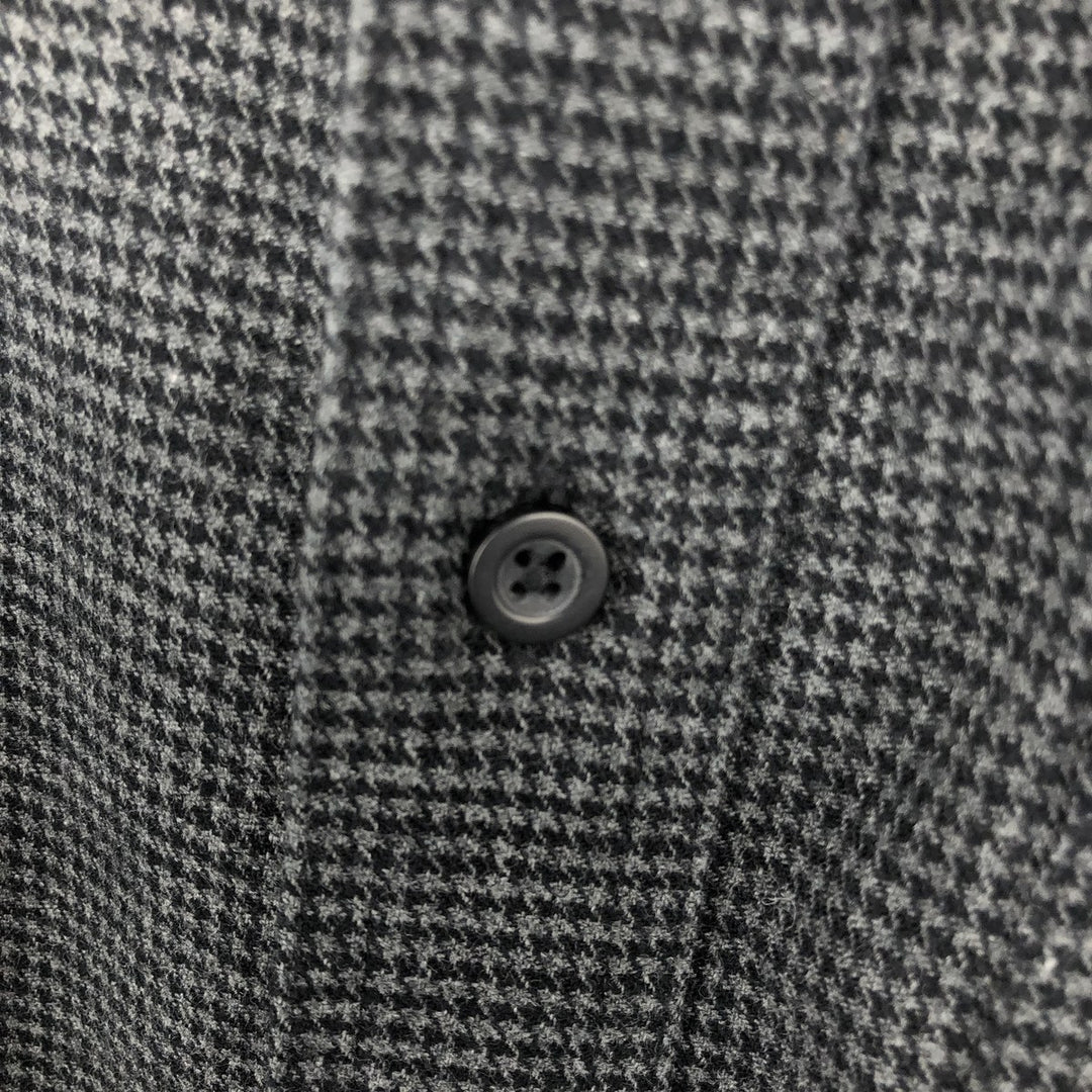 90s-00'S L.L.Bean Houndstooth Pattern Long-Sleeve Button-Down Light Flannel Shirt, Men's Size M (Equivalent), Vintage cotton black type Vintage Second Hand