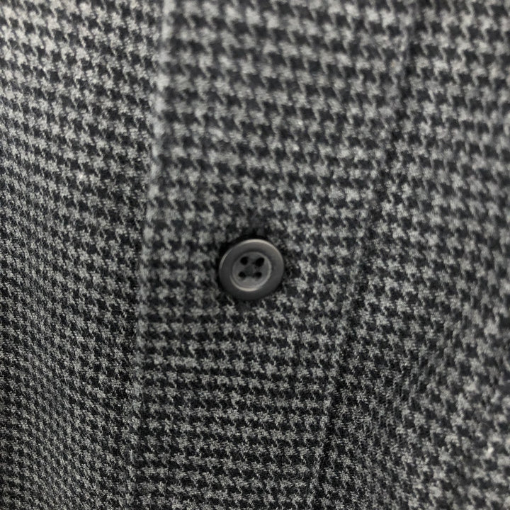 90s-00'S L.L.Bean Houndstooth Pattern Long-Sleeve Button-Down Light Flannel Shirt, Men's Size M (Equivalent), Vintage cotton black type Vintage Second Hand