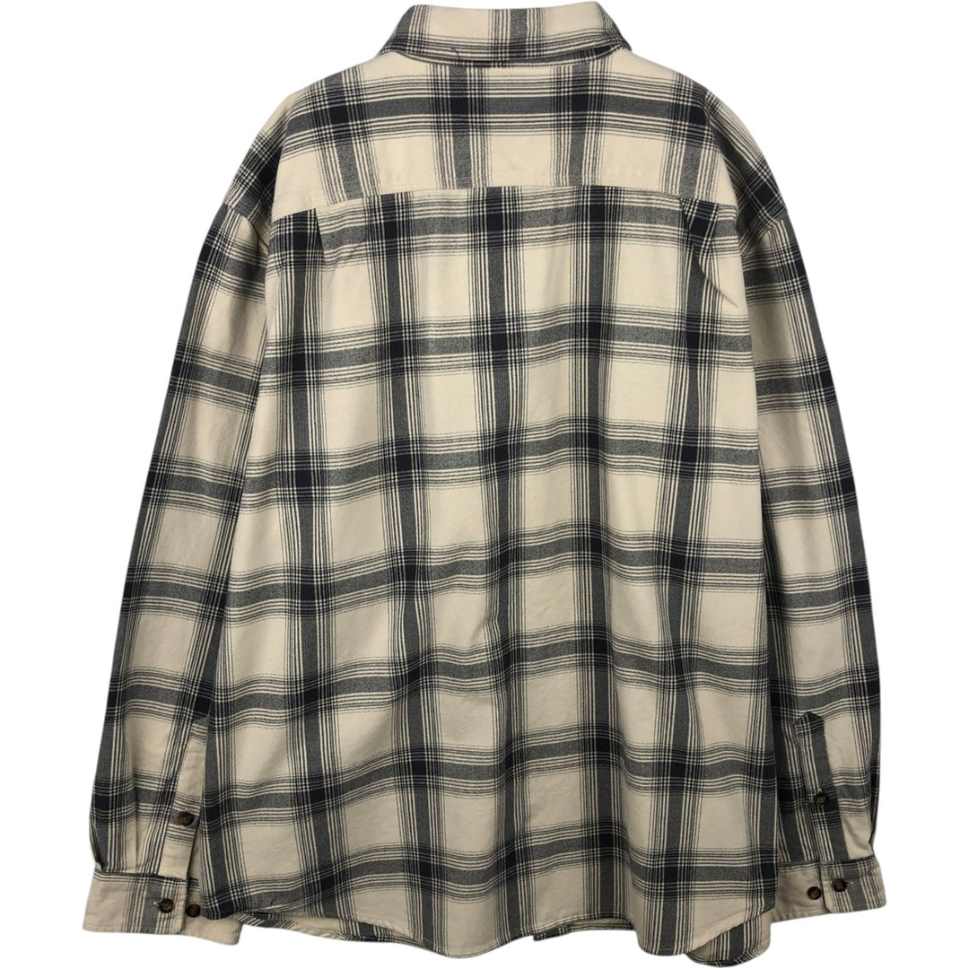 Carhartt ORIGINAL FIT long sleeve flannel check shirt, men's XL size cotton pale white type Vintage Second Hand