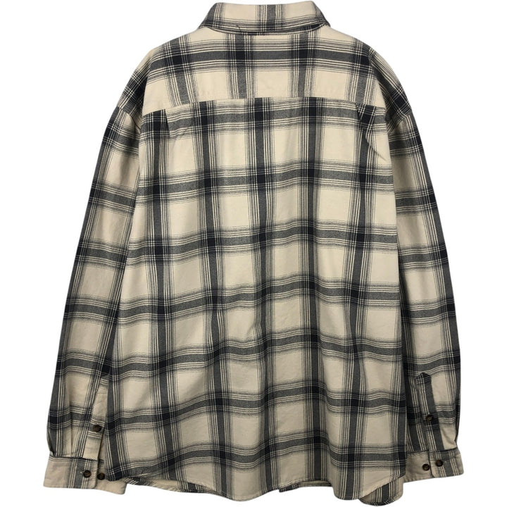 Carhartt ORIGINAL FIT long sleeve flannel check shirt, men's XL size cotton pale white type Vintage Second Hand