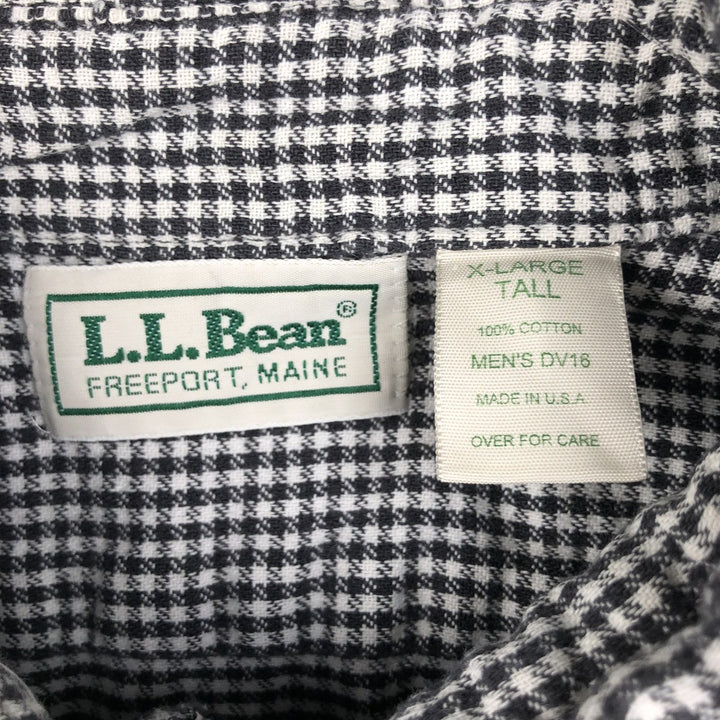 70s-80'S L.L.Bean Gingham Check Long-Sleeve Button-Down Light Flannel Shirt, Made in USA, Men's Size XL (approx.) cotton white type Vintage Second Hand