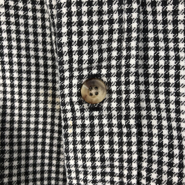 70s-80'S L.L.Bean Gingham Check Long-Sleeve Button-Down Light Flannel Shirt, Made in USA, Men's Size XL (approx.) cotton white type Vintage Second Hand