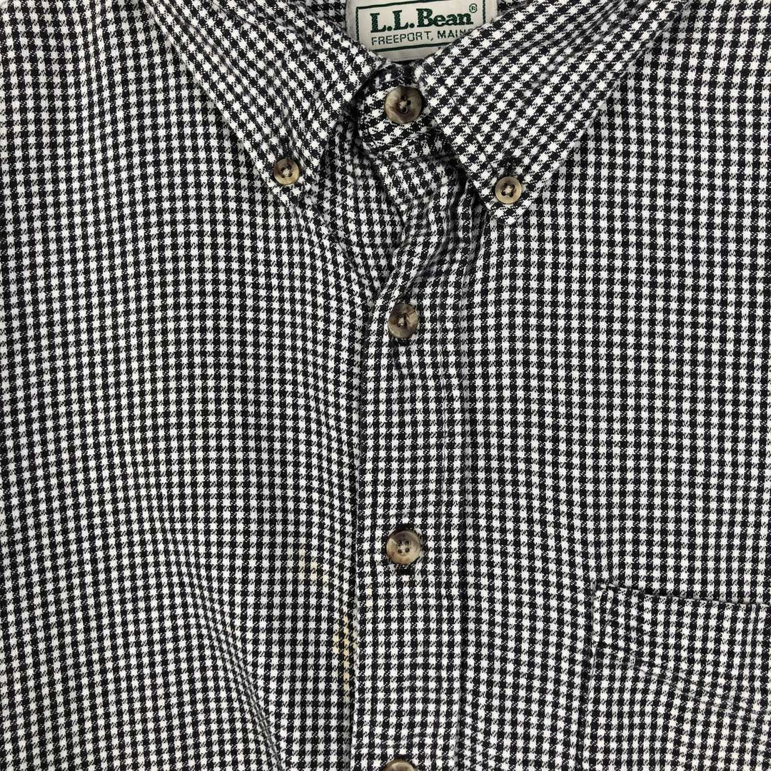 70s-80'S L.L.Bean Gingham Check Long-Sleeve Button-Down Light Flannel Shirt, Made in USA, Men's Size XL (approx.) cotton white type Vintage Second Hand