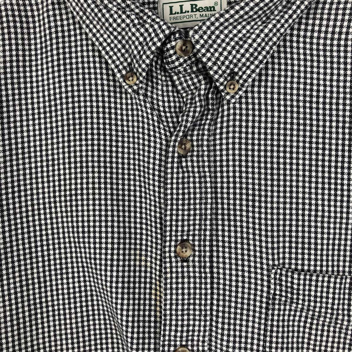 70s-80'S L.L.Bean Gingham Check Long-Sleeve Button-Down Light Flannel Shirt, Made in USA, Men's Size XL (approx.) cotton white type Vintage Second Hand