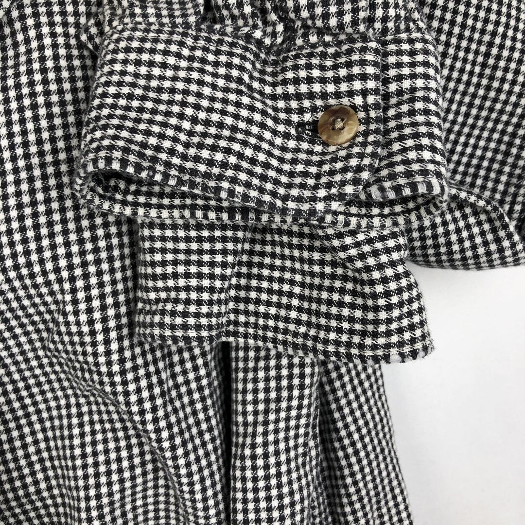 70s-80'S L.L.Bean Gingham Check Long-Sleeve Button-Down Light Flannel Shirt, Made in USA, Men's Size XL (approx.) cotton white type Vintage Second Hand