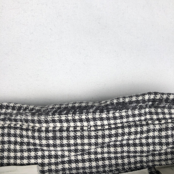 70s-80'S L.L.Bean Gingham Check Long-Sleeve Button-Down Light Flannel Shirt, Made in USA, Men's Size XL (approx.) cotton white type Vintage Second Hand