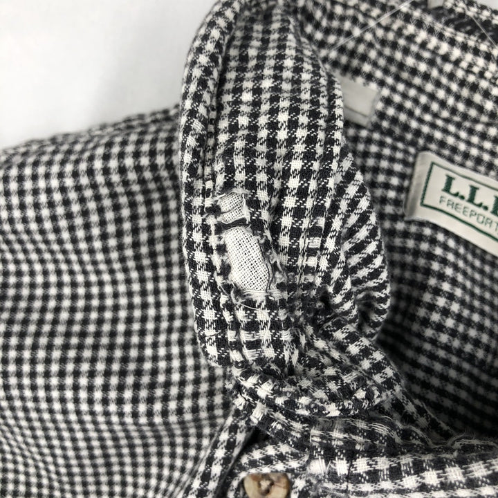 70s-80'S L.L.Bean Gingham Check Long-Sleeve Button-Down Light Flannel Shirt, Made in USA, Men's Size XL (approx.) cotton white type Vintage Second Hand
