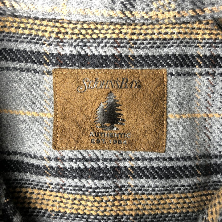 90s~00'S St. John's Bay Long Sleeve Heavy Flannel Check Shirt Men's XL Vintage cotton gray type Vintage Second Hand