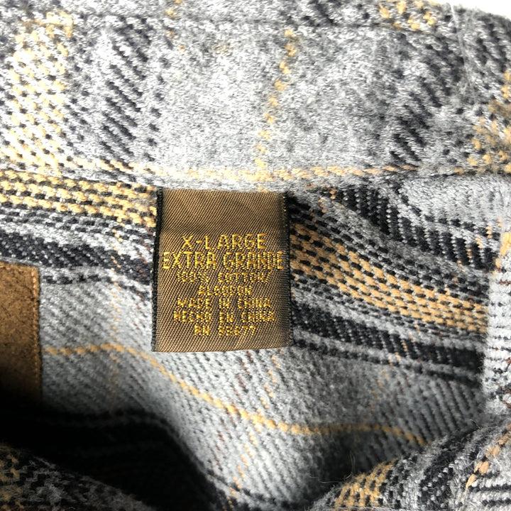 90s~00'S St. John's Bay Long Sleeve Heavy Flannel Check Shirt Men's XL Vintage cotton gray type Vintage Second Hand