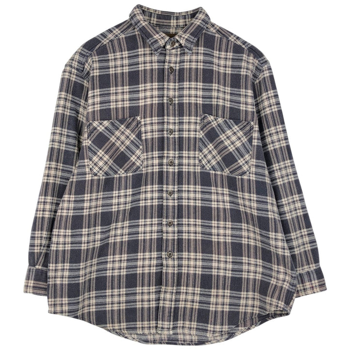 90s~00'S St. John's Bay Long Sleeve Heavy Flannel Check Shirt Men's XL Vintage cotton brown type Vintage Second Hand
