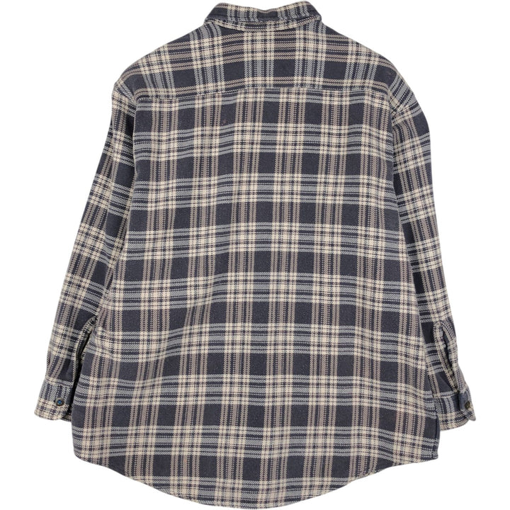 90s~00'S St. John's Bay Long Sleeve Heavy Flannel Check Shirt Men's XL Vintage cotton brown type Vintage Second Hand