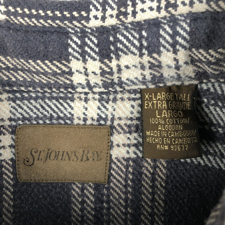 90s~00'S St. John's Bay Long Sleeve Heavy Flannel Check Shirt Men's XL Vintage cotton brown type Vintage Second Hand