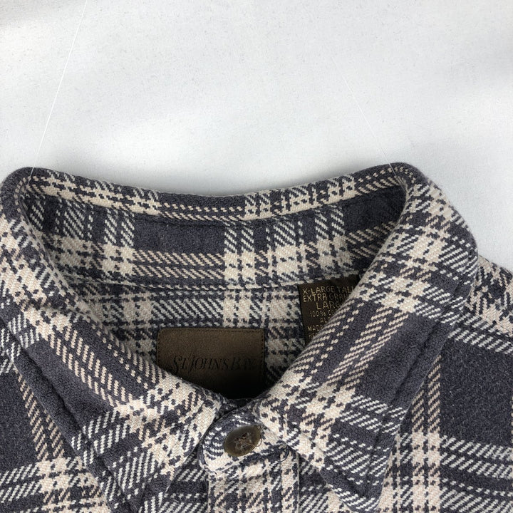 90s~00'S St. John's Bay Long Sleeve Heavy Flannel Check Shirt Men's XL Vintage cotton brown type Vintage Second Hand
