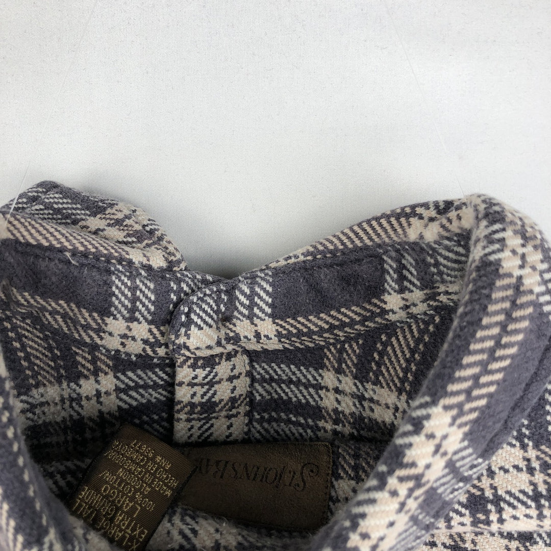 90s~00'S St. John's Bay Long Sleeve Heavy Flannel Check Shirt Men's XL Vintage cotton brown type Vintage Second Hand