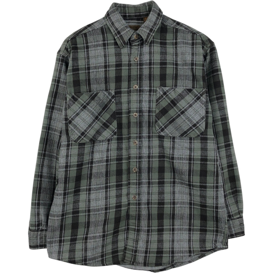 Vintage 90s-00'S St. John's Bay long-sleeved flannel check shirt, size M, men's cotton gray type Vintage Second Hand