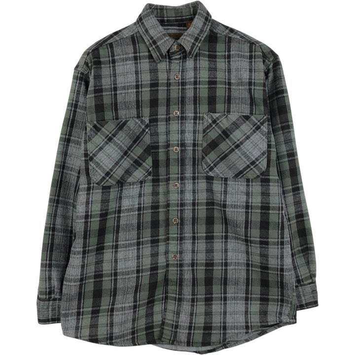 Vintage 90s-00'S St. John's Bay long-sleeved flannel check shirt, size M, men's cotton gray type Vintage Second Hand