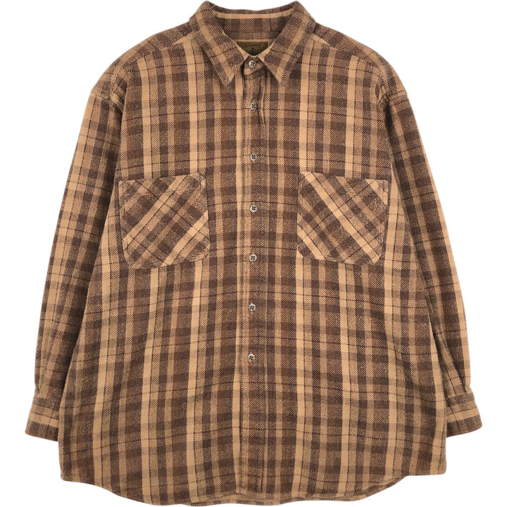 90s-00'S Vintage St. John's Bay Long Sleeve Flannel Check Shirt, Men's Size XL cotton brown type Vintage Second Hand