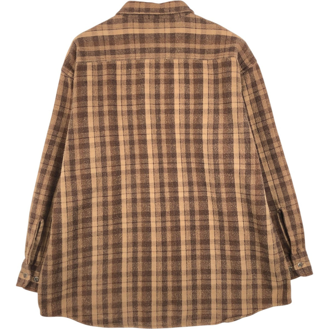 90s-00'S Vintage St. John's Bay Long Sleeve Flannel Check Shirt, Men's Size XL cotton brown type Vintage Second Hand