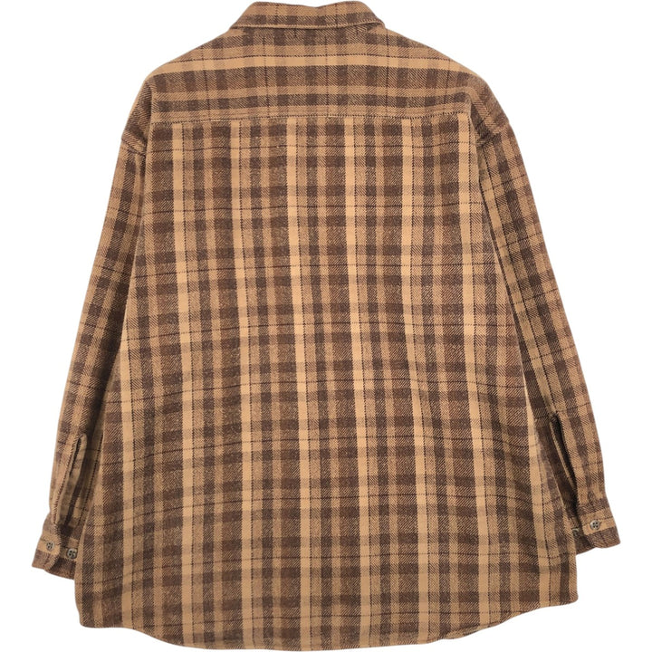 90s-00'S Vintage St. John's Bay Long Sleeve Flannel Check Shirt, Men's Size XL cotton brown type Vintage Second Hand