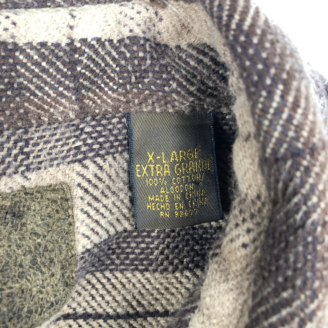 90s-00'S Vintage St. John's Bay Long Sleeve Flannel Check Shirt, Men's Size XL cotton brown type Vintage Second Hand
