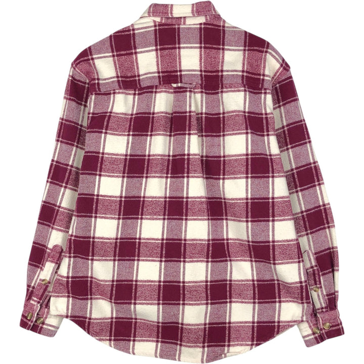 Eddie Bauer McKinley Flannel Long-Sleeve Heavy Flannel Check Shirt, Men's Size M (approx.) cotton Red type red-purple Vintage Second Hand