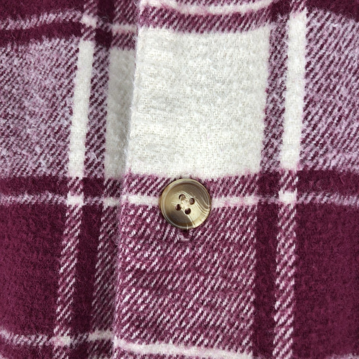 Eddie Bauer McKinley Flannel Long-Sleeve Heavy Flannel Check Shirt, Men's Size M (approx.) cotton Red type red-purple Vintage Second Hand