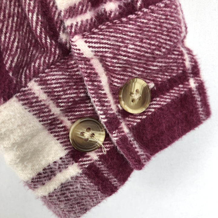 Eddie Bauer McKinley Flannel Long-Sleeve Heavy Flannel Check Shirt, Men's Size M (approx.) cotton Red type red-purple Vintage Second Hand