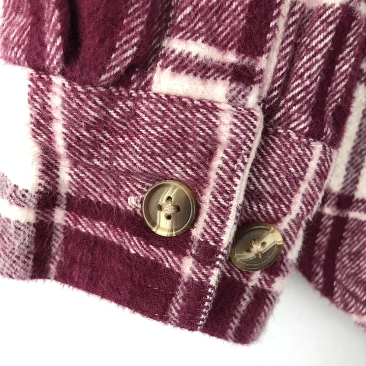 Eddie Bauer McKinley Flannel Long-Sleeve Heavy Flannel Check Shirt, Men's Size M (approx.) cotton Red type red-purple Vintage Second Hand