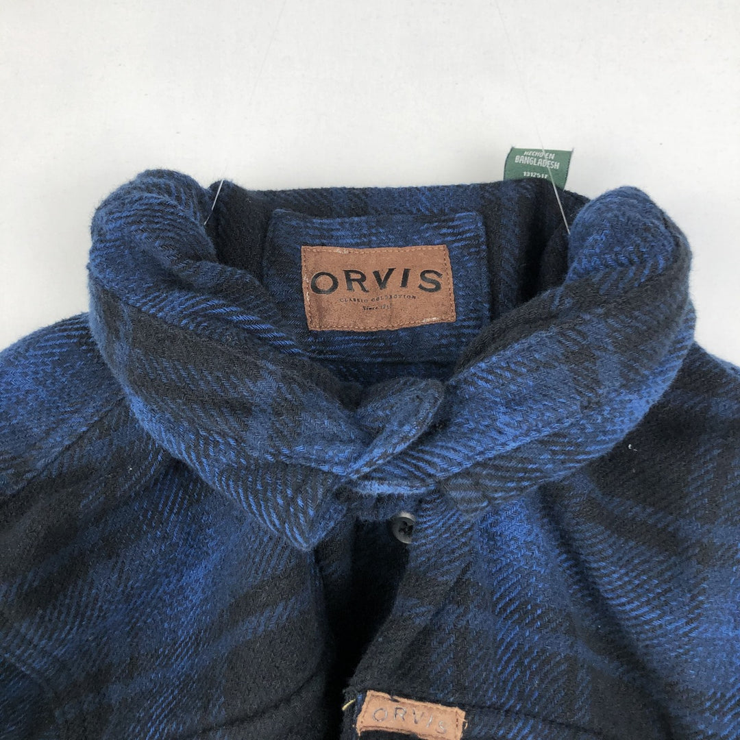 ORVIS Long Sleeve Flannel Check Shirt, Men's Size L cotton black type Vintage Second Hand