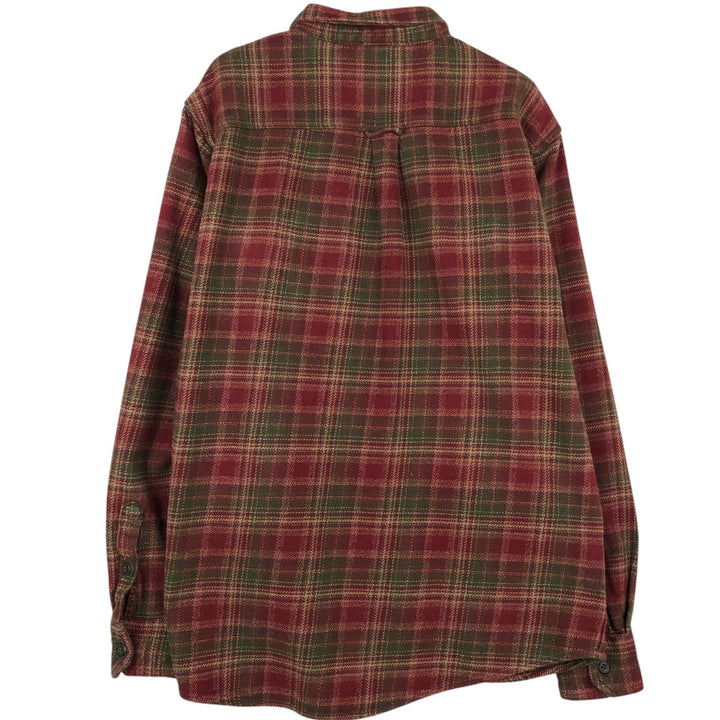 ORVIS Long Sleeve Heavy Flannel Check Shirt, Men's Size L cotton red type reddish brown Vintage Second Hand