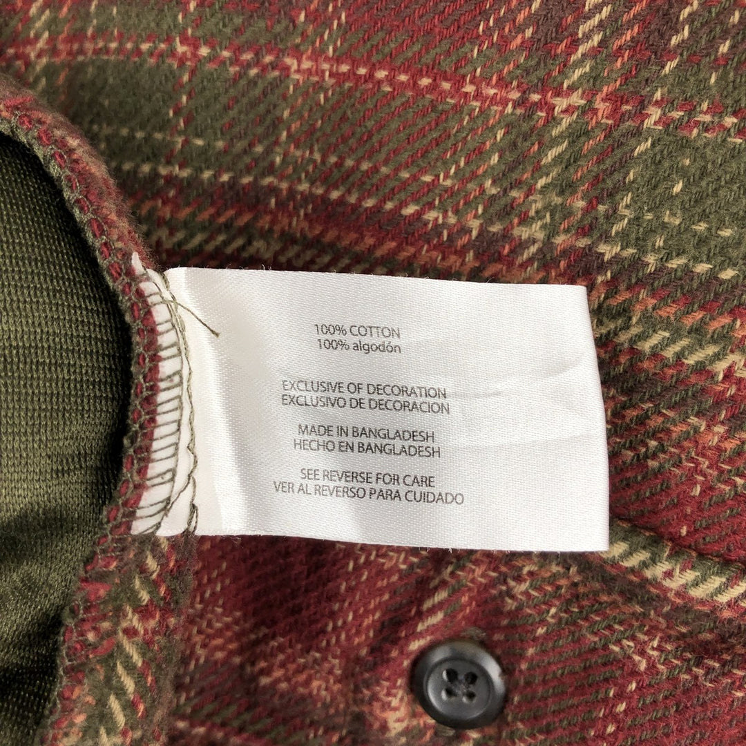 ORVIS Long Sleeve Heavy Flannel Check Shirt, Men's Size L cotton red type reddish brown Vintage Second Hand