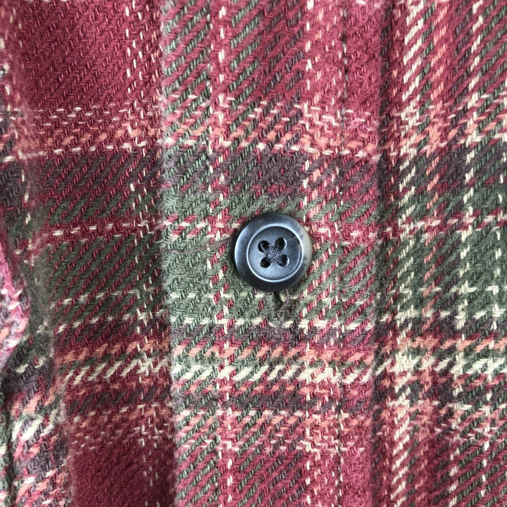 ORVIS Long Sleeve Heavy Flannel Check Shirt, Men's Size L cotton red type reddish brown Vintage Second Hand