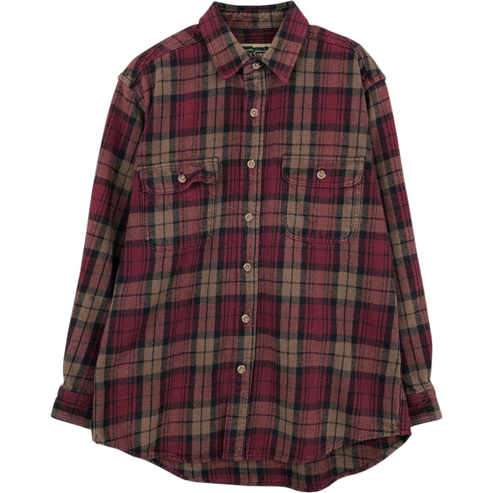 FIELD&STREAM Long-Sleeve Heavy Flannel Check Shirt, Men's Size L (approx.) unclear wine-red Vintage Second Hand