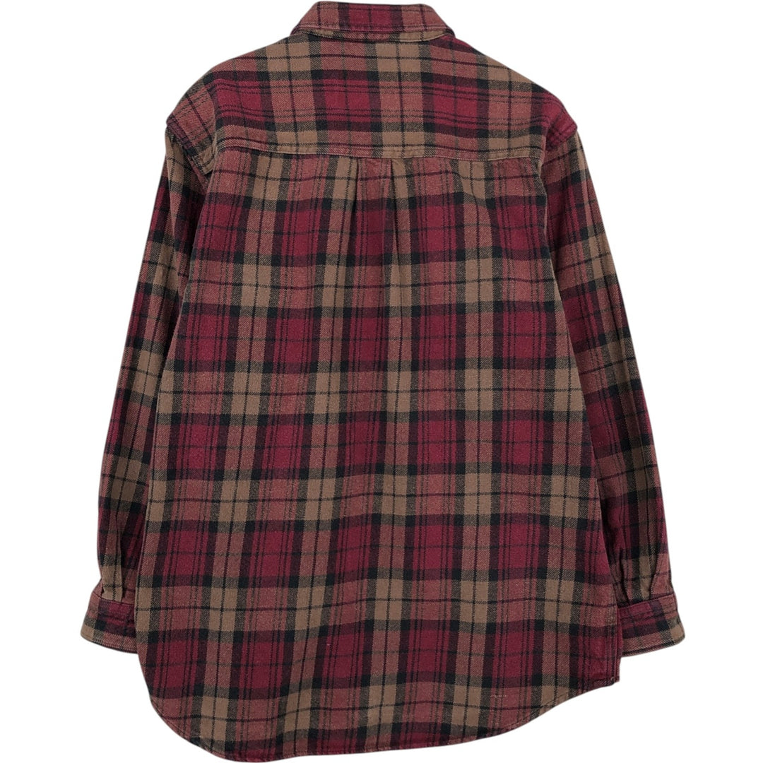 FIELD&STREAM Long-Sleeve Heavy Flannel Check Shirt, Men's Size L (approx.) unclear wine-red Vintage Second Hand