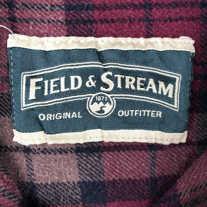 FIELD&STREAM Long-Sleeve Heavy Flannel Check Shirt, Men's Size L (approx.) unclear wine-red Vintage Second Hand