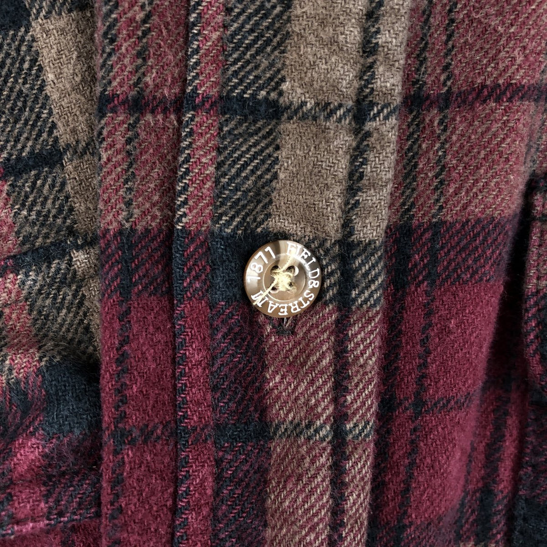 FIELD&STREAM Long-Sleeve Heavy Flannel Check Shirt, Men's Size L (approx.) unclear wine-red Vintage Second Hand