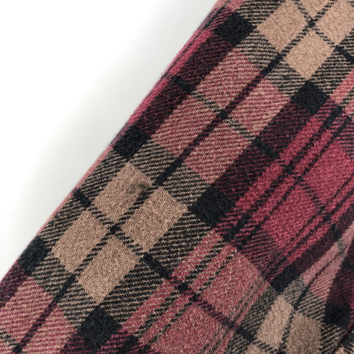 FIELD&STREAM Long-Sleeve Heavy Flannel Check Shirt, Men's Size L (approx.) unclear wine-red Vintage Second Hand