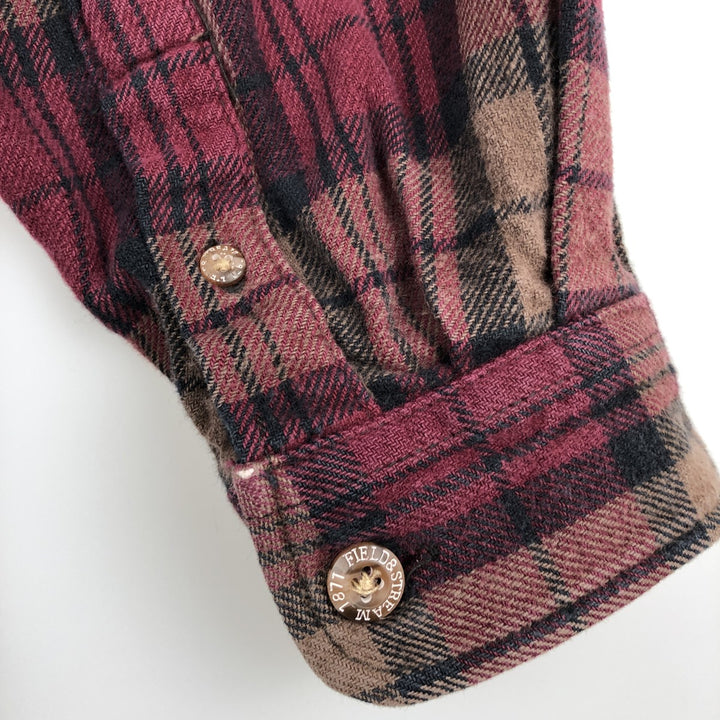FIELD&STREAM Long-Sleeve Heavy Flannel Check Shirt, Men's Size L (approx.) unclear wine-red Vintage Second Hand